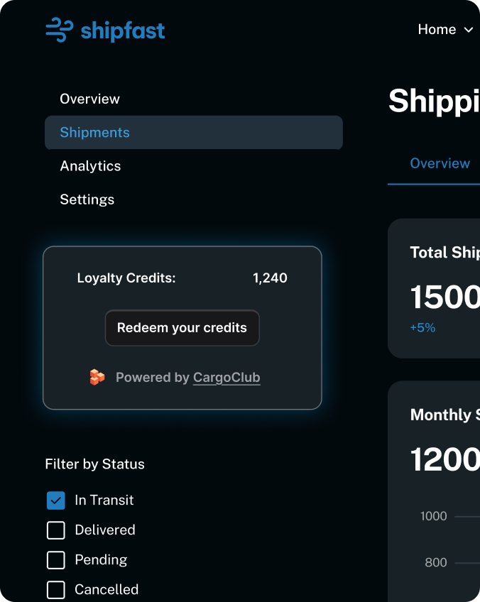 Setup widget for freight forwarder technology